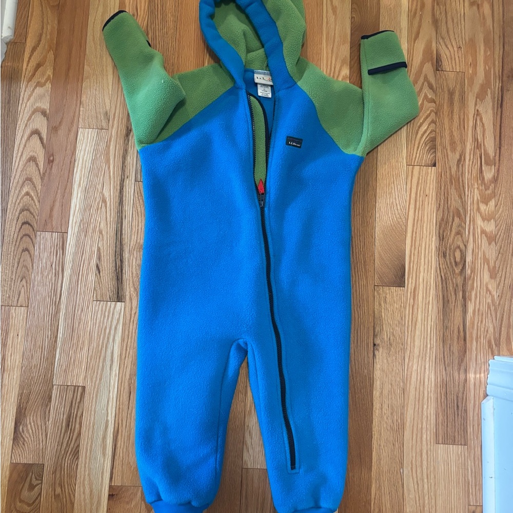 Ll Bean Kids Blue and Green One Piece zip fleece